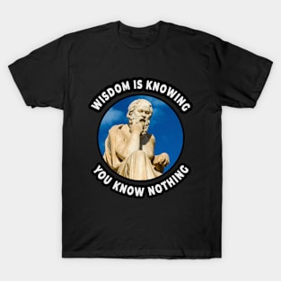 🏺 Wisdom Is Knowing You Know Nothing, Socrates Quote T-Shirt